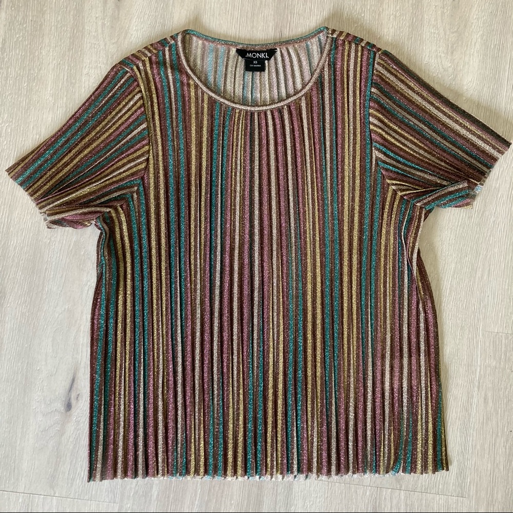 Striped glitter mesh tee (never worn)